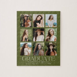 Modern Olive Green 9 Foto Collage Abschluss Puzzle