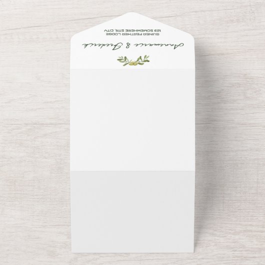 Modern Olive Green All In One Einladung (Außenbereich)