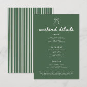 Modern Olive Green Bachelorette Weekend Details Begleitkarte (Vorne/Hinten)