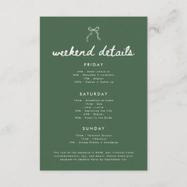 Modern Olive Green Bachelorette Weekend Details Begleitkarte