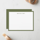 Modern Olive Green Border Professional Mitteilungskarte (Vorderseite/Rückseite Beispiel)