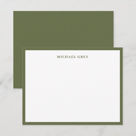Modern Olive Green Border Professional Mitteilungskarte (Vorne/Hinten)
