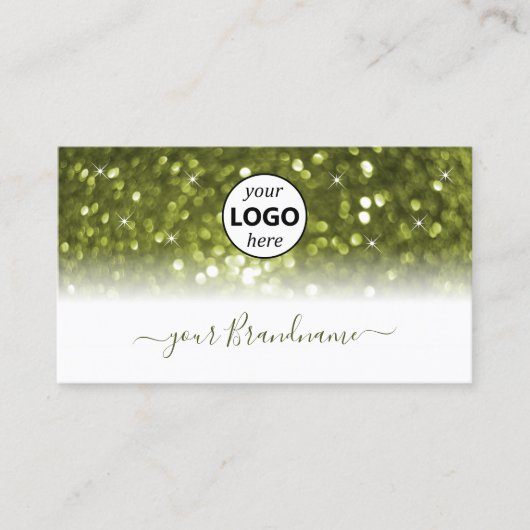 Modern-Olive-Green-Bright-Glitzer-Logo Visitenkarte (Vorderseite)