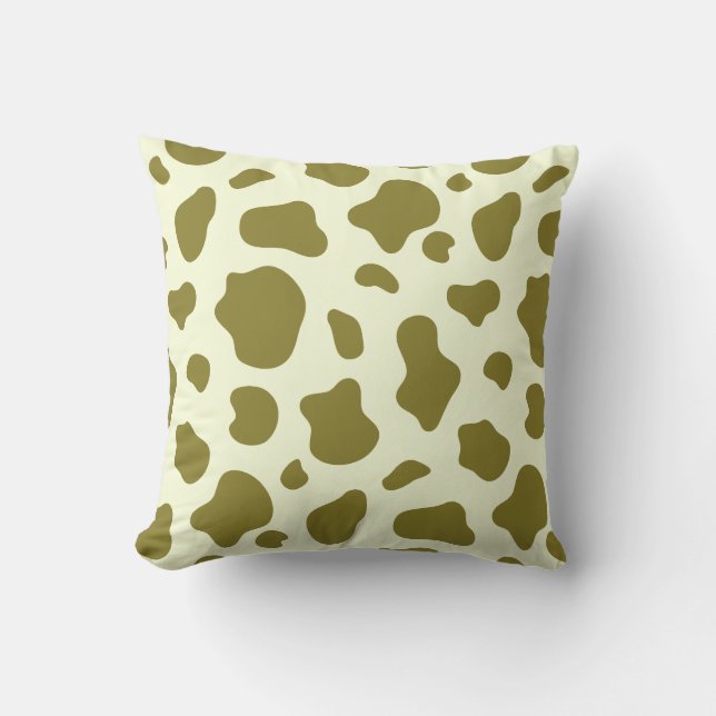 Modern Olive Green Cow Print Kissen (Vorderseite)