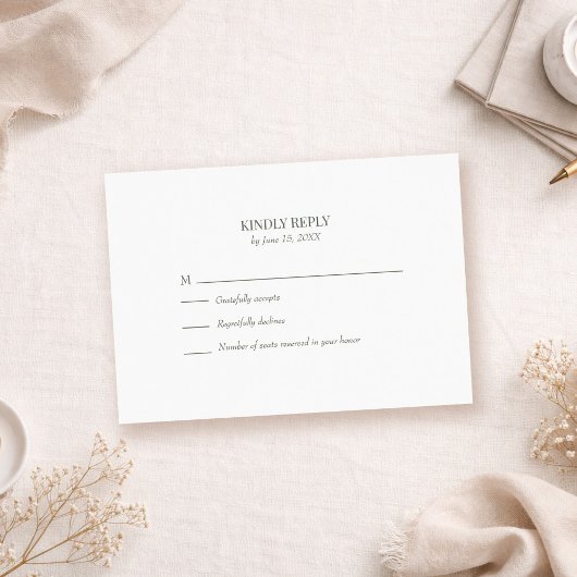 Modern Olive Green Custom Photo Wedding RSVP Card Karte