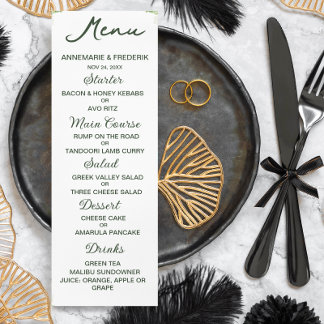 Modern Olive Green Dinner Menu