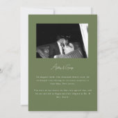 Modern Olive Green "Just Married" Photo Elopement Ankündigung (Rückseite)