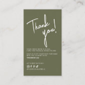 Modern olive green order thank you QR code Visitenkarte (Vorderseite)