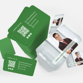 Modern Olive Green QR Code Photo Networking Card Visitenkarte