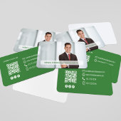 Modern Olive Green QR Code Photo Networking Card Visitenkarte