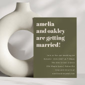 Modern Olive Green Retro Simple Wedding Website Einladung