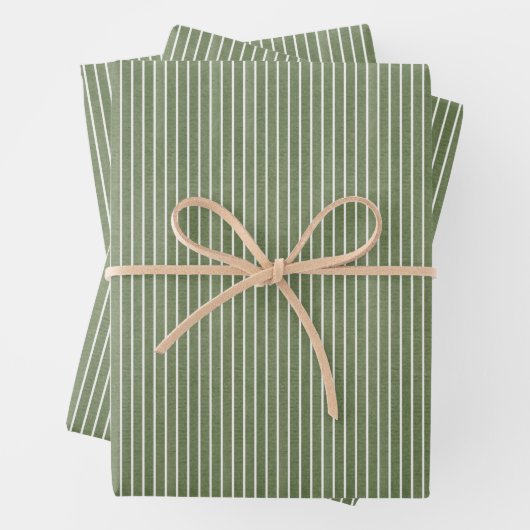 Modern Olive Green Rustic Streifen Geschenkpapier Set (Beispiel)