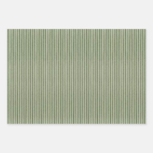 Modern Olive Green Rustic Streifen Geschenkpapier Set (Vorderseite)