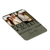 Modern Olive Green Save the Date 2 Foto Hochzeit Magnet (Rechte Seite)