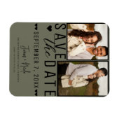 Modern Olive Green Save the Date 2 Foto Hochzeit Magnet (Horizontal)