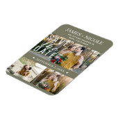 Modern Olive Green Save the Date Hochzeit 3 Fotos Magnet (Linke Seite)