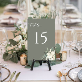 Modern Olive Green Watercolor Floral Wedding Tischnummer