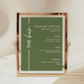 Modern Olive Green Wedding Bar Sign Poster