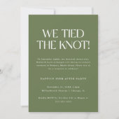 Modern Olive Green Wedding Elopement Reception Einladung (Vorderseite)