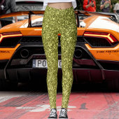 Modern Olive Grey Yellow Glitter Festive Pattern  Leggings