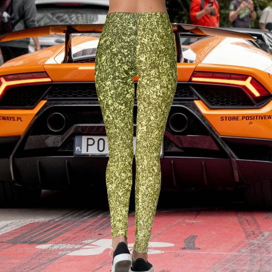 Modern Olive Grey Yellow Glitter Festive Pattern  Leggings