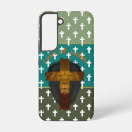 Modern Olive Turquoise Green Cross Lion of Judah Samsung Galaxy Hülle