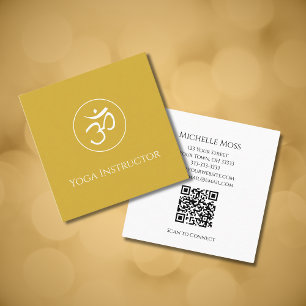 Modern Om Symbol Einfache Yoga Wellness Gold Quadratische Visitenkarte
