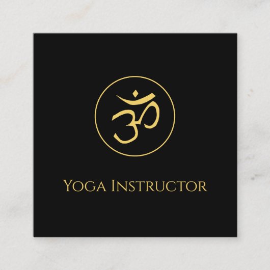 Modern Om Symbol Yoga Wellness Gold Schwarz Quadratische Visitenkarte (Vorderseite)