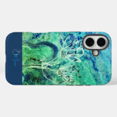 Modern Ombre Aqua Green Blue Blumen Case-Mate iPhone Hülle (Rückseite (Horizontal))