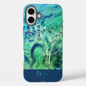 Modern Ombre Aqua Green Blue Blumen Case-Mate iPhone Hülle (Rückseite)