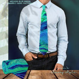 Modern Ombre Blue Green Swirl Muster Krawatte