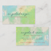 Modern Ombre Green Cloudy Watercolor Botanical Visitenkarte (Vorne/Hinten)