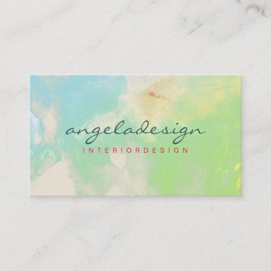 Modern Ombre Green Cloudy Watercolor Botanical Visitenkarte (Vorderseite)