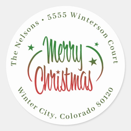 Modern Ombre Merry Christmas Classic Round Sticker (Vorderseite)