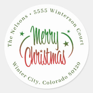 Modern Ombre Merry Christmas Classic Round Sticker