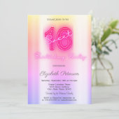 Modern Ombre Neon Sweet 16 Einladung (Stehend Vorderseite)