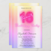 Modern Ombre Neon Sweet 16 Einladung (Vorne/Hinten)