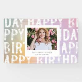 Modern Ombre Pastel Foto Geburtstagsparty Banner
