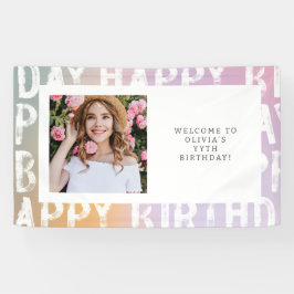 Modern Ombre Pastel Foto Geburtstagsparty Banner
