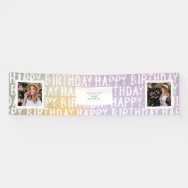 Modern Ombre Pastel Multi-Foto Geburtstagsparty Banner