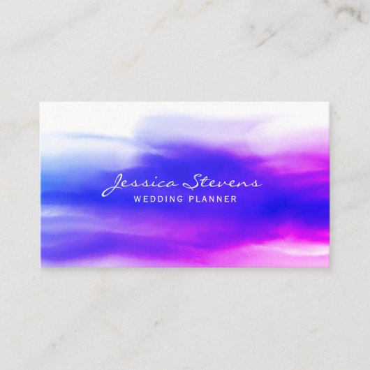 Modern Ombre Watercolor Script Visitenkarte (Vorderseite)