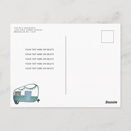 Modern One Happy Camper Trees Camping 1. Geburtsta Postkarte (Rückseite)