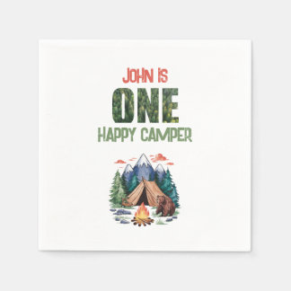 Modern One Happy Camper Wasserfarbe 1. Geburtstag Serviette