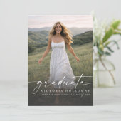 Modern One Photo Graduation Party Invitation Einladung (Stehend Vorderseite)