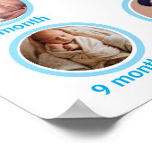 Modern One Year Milestone Baby Boy Photo Collage  Poster (Ecke)