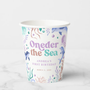 Modern Oneder der Meer Delphin Retro Erster Geburt Pappbecher