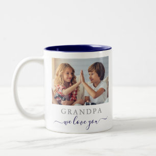 Modern Opa Wir lieben Dich 2 Foto Navy Blau Zweifarbige Tasse