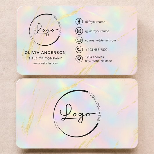 Modern Opal Business Branding Visitenkarte