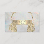 Modern Opal Holographic Gold Glitzer Headphone DJ Visitenkarte (Vorderseite)
