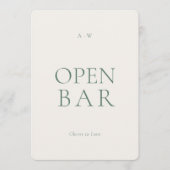 Modern Open Bar Wedding Sign Einladung (Vorderseite)
